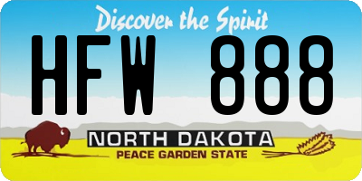 ND license plate HFW888