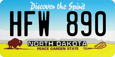 ND license plate HFW890