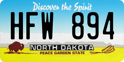 ND license plate HFW894
