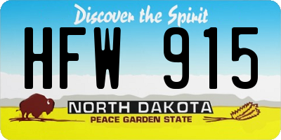 ND license plate HFW915