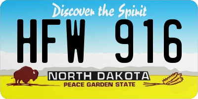 ND license plate HFW916