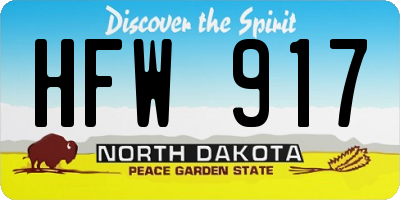 ND license plate HFW917