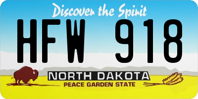ND license plate HFW918