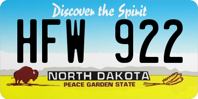 ND license plate HFW922