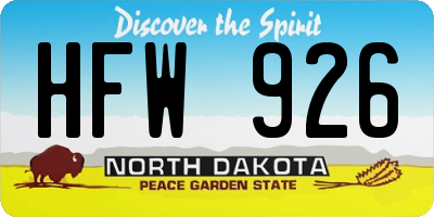 ND license plate HFW926