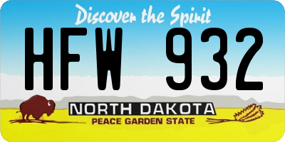 ND license plate HFW932