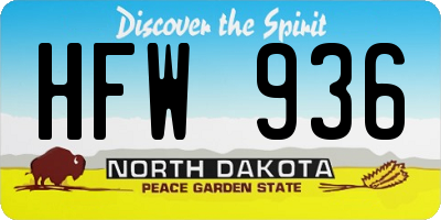 ND license plate HFW936