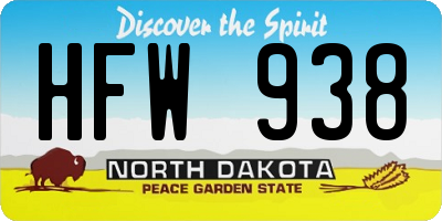 ND license plate HFW938