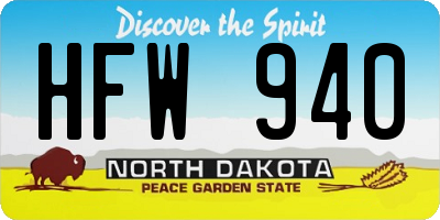 ND license plate HFW940