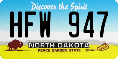 ND license plate HFW947