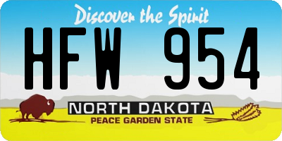 ND license plate HFW954