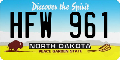 ND license plate HFW961