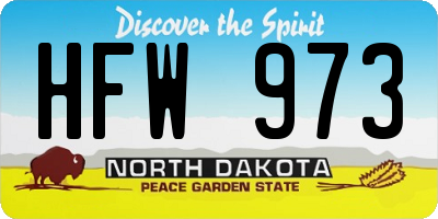 ND license plate HFW973