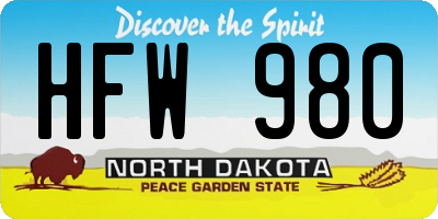 ND license plate HFW980