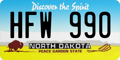 ND license plate HFW990