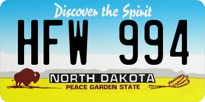 ND license plate HFW994