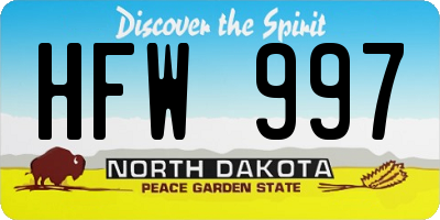 ND license plate HFW997