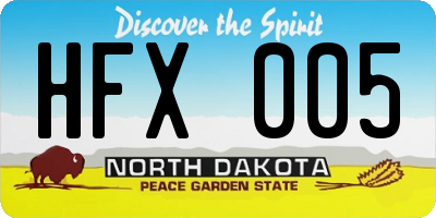 ND license plate HFX005