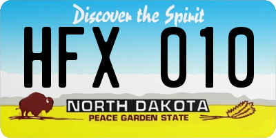 ND license plate HFX010