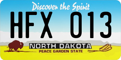 ND license plate HFX013