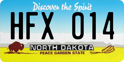 ND license plate HFX014