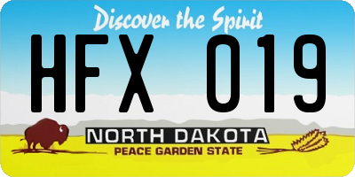 ND license plate HFX019