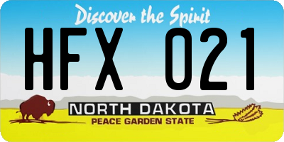 ND license plate HFX021