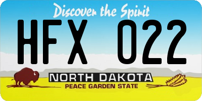 ND license plate HFX022