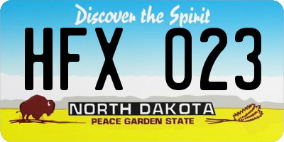 ND license plate HFX023