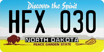 ND license plate HFX030