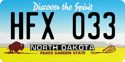 ND license plate HFX033