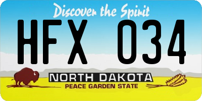 ND license plate HFX034