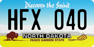 ND license plate HFX040