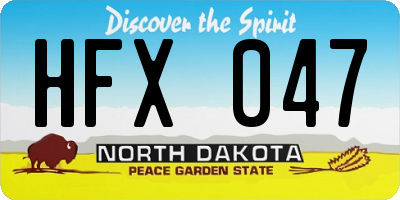 ND license plate HFX047