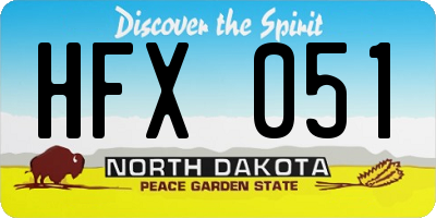 ND license plate HFX051