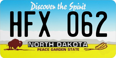 ND license plate HFX062