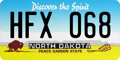 ND license plate HFX068