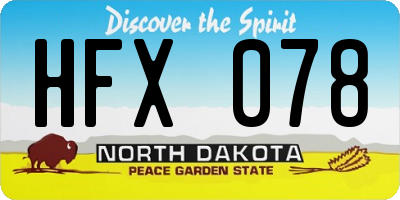 ND license plate HFX078