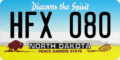 ND license plate HFX080