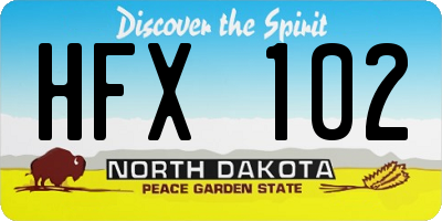 ND license plate HFX102
