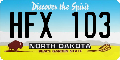 ND license plate HFX103