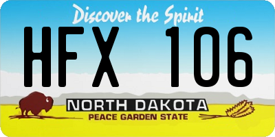 ND license plate HFX106