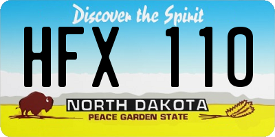 ND license plate HFX110