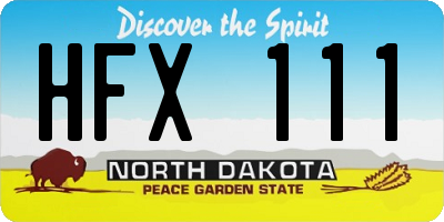 ND license plate HFX111
