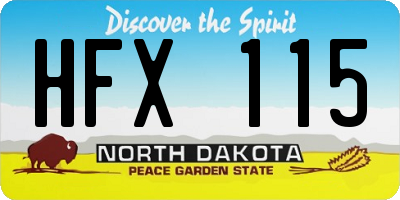 ND license plate HFX115