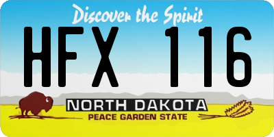 ND license plate HFX116