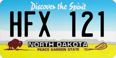 ND license plate HFX121