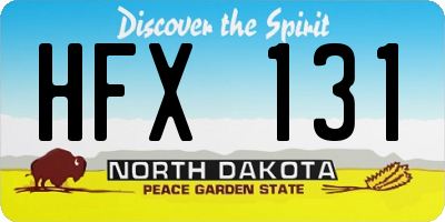 ND license plate HFX131
