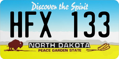 ND license plate HFX133