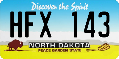 ND license plate HFX143
